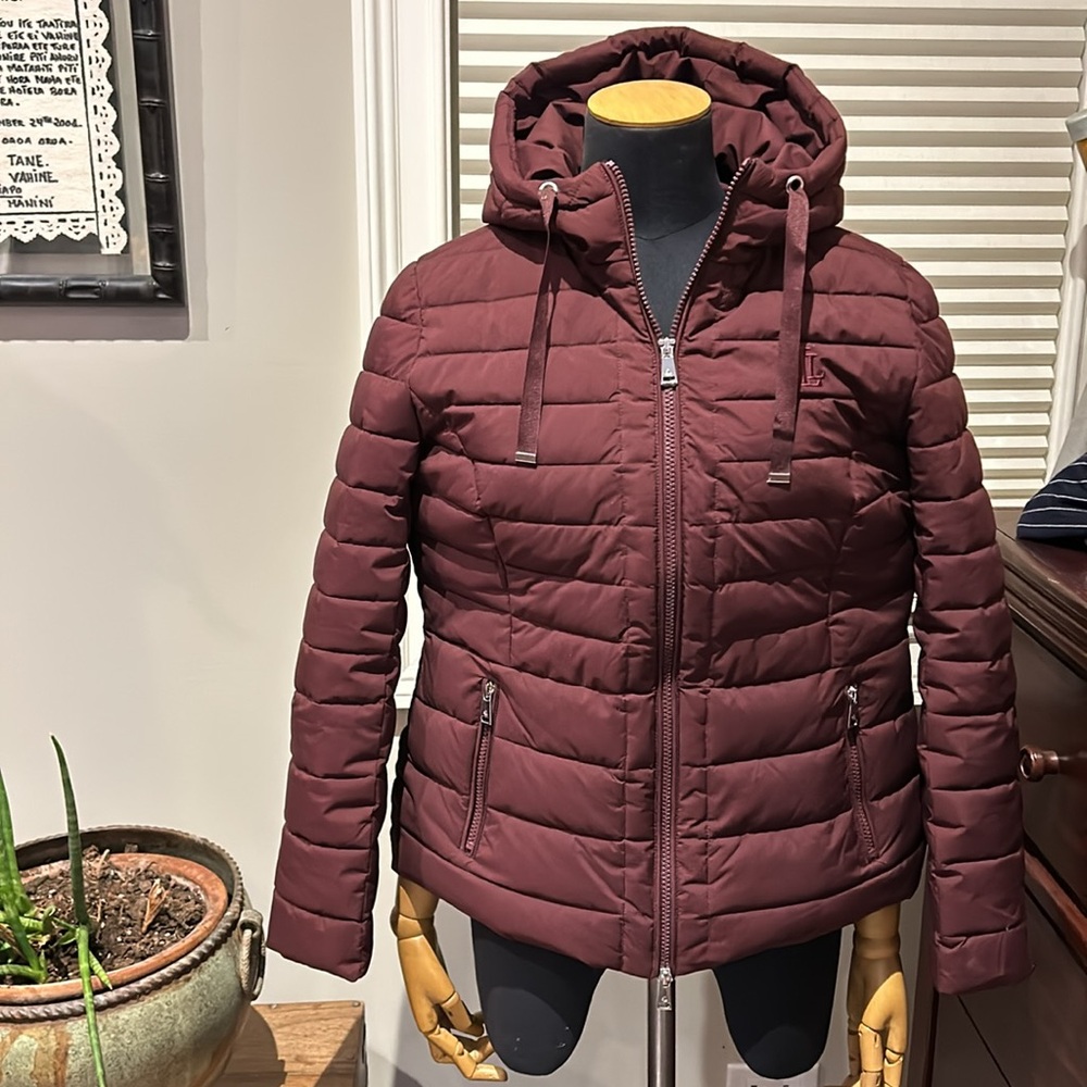 Ralph Lauren jacket size small with hood burgundy wine color excellent condition